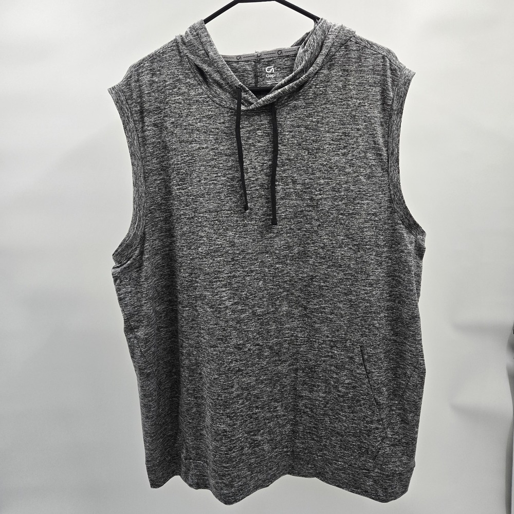 Gap Fit Brushed Tech Jersey Gray Long Sleeveless Size XL Pockets
